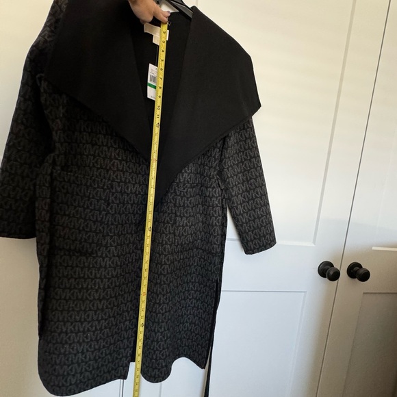 Michael Kors - Women’s Wool Blend Logo Jacquard Black/Gray Wrap Coat size Large - Picture 15 of 16